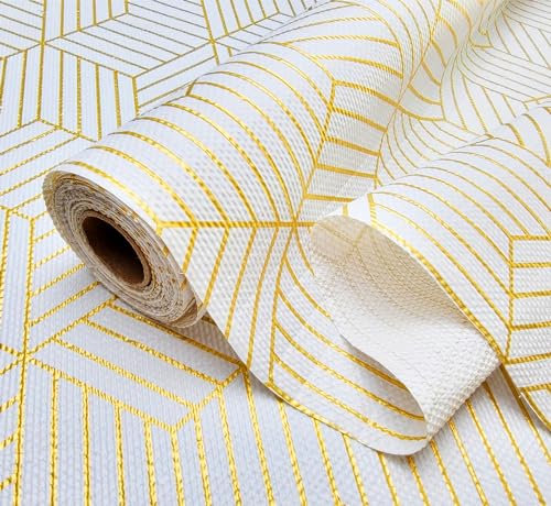 Shelf Liners, Non-Adhesive Drawer Liner, Waterproof & Oil-Proof Kitchen Cabinet Cupboard Liner that Protects Against Spills - Multi-Use Shelf Liners for Wardrobe, Refrigerator (Gold/30cm x 150cm)