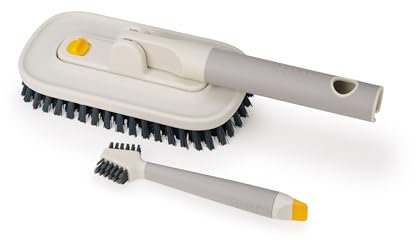 Joseph Joseph CleanTech Set de Nettoyage Détails, Brosse pour Carrelage et Joints, Poils en V, Prise Antidérapante