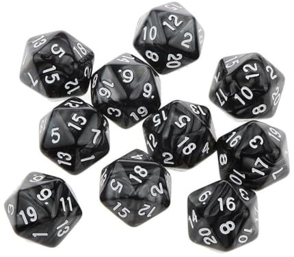 Dzxin Dados de rol 20 Caras,10 Piezas Caras Dados Poliédricos, 20mm D20 Dados para Dungeons and Dragons DND RPG MTG Juegos de Cartas de Mesa y Otros Juegos de Mesa (Negro)