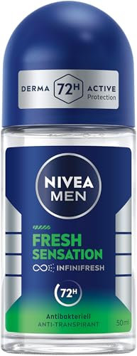 NIVEA MEN Fresh Sensation Deo Roll-On, Antitranspirant für 72h Schutz gegen Schweiß und Geruch, Deodorant mit antibakterieller Wirkung und verführerischem Duft (50 ml)