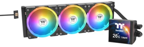 Thermaltake MAGFloe 360 Ultra ARGB Sync AIO 360mm, 3,95 LCD 480x480, 3x SWAFAN EX12 ARGB, MagForce 2.0, leise, Intel LGA1851/1700, AMD AM5, Schwarz