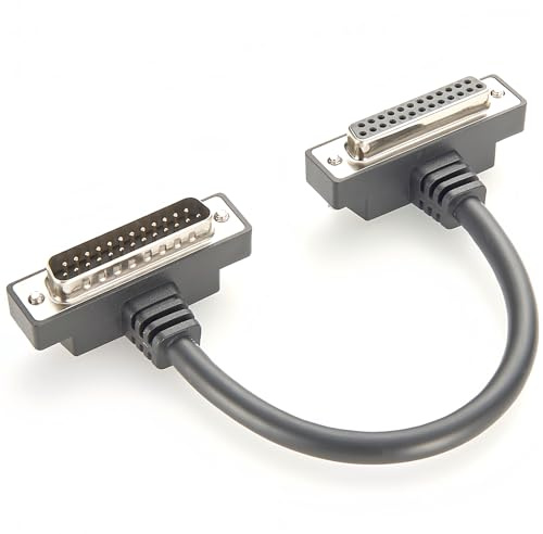 Plinkwirekb Cavo di prolunga DB25 maschio-femmina a basso profilo, angolato verso l'alto e verso il basso, connettore sottile DB25 pin Gender Changer ad angolo retto per stampante