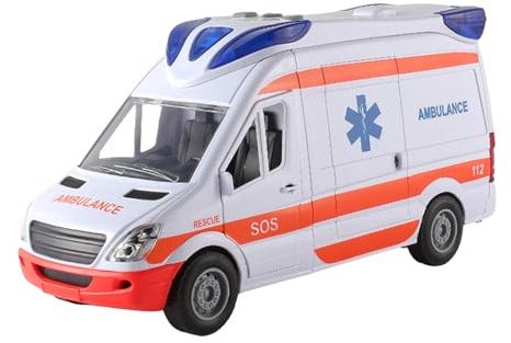 Générique Jouets De Véhicule De Sauvetage 27x10x14 Cm | Camion Jouet Ambulance avec Lumières Et Sons Véhicule Secours Garçons Filles Portes Coulissantes Brancard Inclus Apprentissage Rô Secouriste