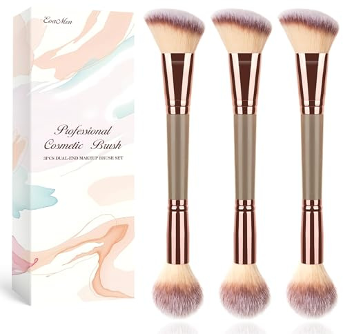 3PCS Angled Blush Brush, Double Ended Makeup Brush for Blush, Slant Brush for Contour and Highlighter, Perfect for Makeup with Powder