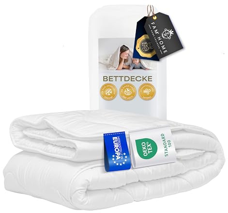 Fam’ Home Ganzjahresdecke 135 x 200 cm – Leichte, atmungsaktive und allergikerfreundliche Steppdecke – waschbar, 100 % Mikrofaser-Bezug, Oeko-TEX®-Zertifiziert