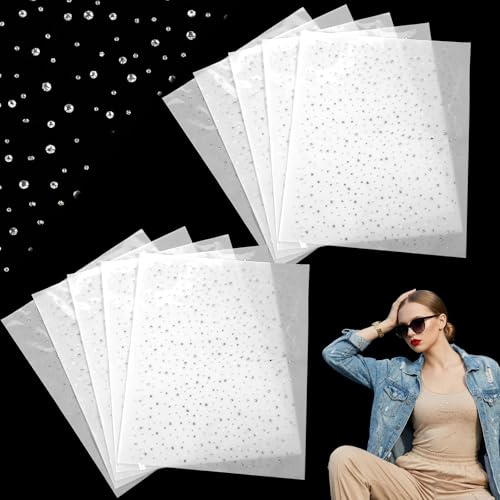 10 Sheet Hotfix Rhinestones, Crystal Transfers Glitter Rhinestones for Clothes, Flat Round Iron on Rhinestone Sheets, Decals Hot Melt Iron on Patches for Clothing Craft DIY Decor