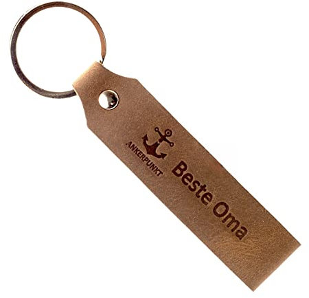 ANKERPUNKT Schlüsselanhänger Leder mit Gravur Beste Oma - Geschenke für Oma, Geschenk zum Geburtstag, Nikolaus, Weihnachtsgeschenke für Omas - dunkelbraun Made in Germany