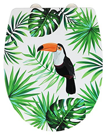 Wenko Premium WC-Sitz Tucan, High Gloss Oberfläche, Toilettendeckel mit Absenkautomatik, aus bruchstabilem Thermoplast, Maße (B x T): 36,5 x 45 cm, mehrfarbig