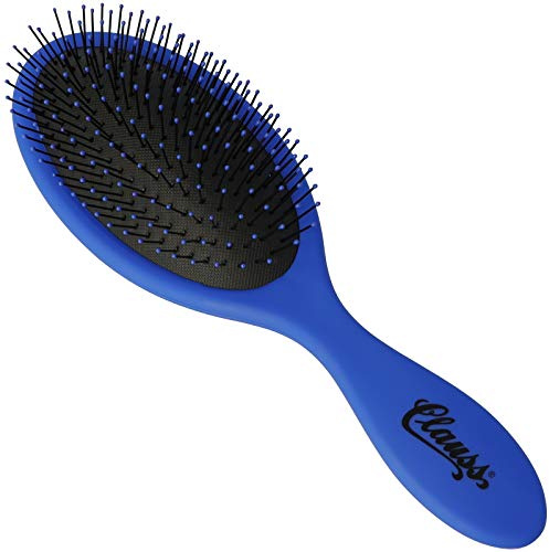 Clauss Wash & Brush Brosse à cheveux longs avec coussin d'air et poils flexibles en nylon Bleu/noir 70 g