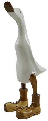Coco Papaya Pato grande decorativo blanco brillante de madera, 35 cm