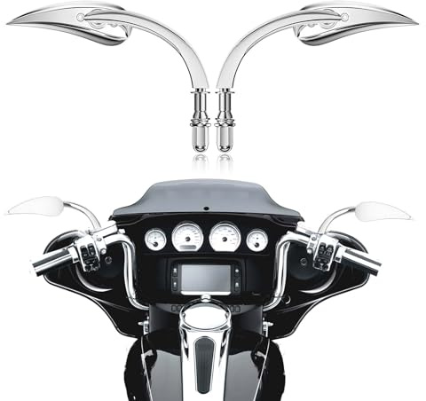 8MM 10MM Motorcycle Rearview Mirrors Handlebar Compatible with Harley Davidson Road King Street Electra Glide Road Glide Dyna Softail Ultra Classic Sportster XL883 1200