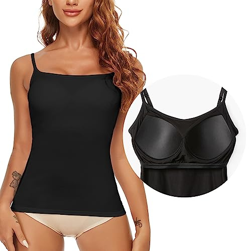 SLIMBELLE Maillot de corps pour femme - Sans couture - Avec bonnets amovibles - Sans armatures - Effet camisole