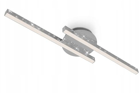 Briloner Leuchten - LED Deckenleuchte, Deckenlampe inkl. Glitzereffekt, 10.5 Watt, 1400 Lumen, 3000 Kelvin, Chrom, 600x140x52mm(LxBxH)
