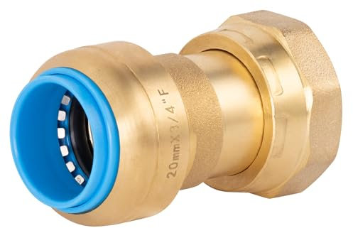 Conector Automático Universal Ø20 mm |tuerca libre Hembra 3/4 | Sistema PUSH-FIT | Conexión Rápida y Segura | QUICK PLOMBERIE