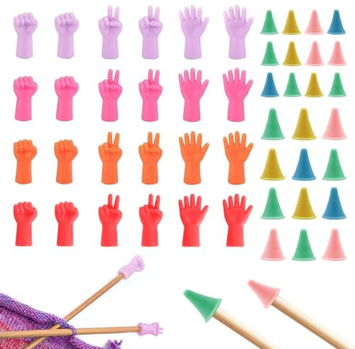 48 Stück Maschenstopper CONNECTION Maschenstopper für Stricknadeln Bunte Stricknadeln Punktschutz Set Stricknadelstopper Nadeln Punktschützer Gummi Stricknadel Punkt Protektoren Strickzubehör 3 Größen