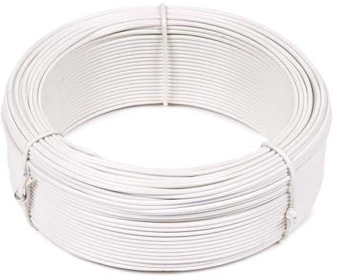 Eisendraht, Metall, kunststoffbeschichtet, Weiß, 1,3 mm, Spule 50 m