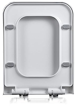 Brigtviee Sedili WC Coperchio del Water Tavoletta WC Quadrati Soft Close Bianco, Loo Coperchio A Sgancio Rapido Coperchio per Bagno Facile da Pulire,04F