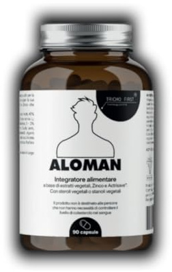 ALOMAN - Integratore per Caduta Capelli Uomo con Serenoa, Ortica, Zucca, Zinco e Riso Nero con Fiori di Fico d'India (Mix Brevettato ACTRISAVE) - 90 Capsule - Supporto CAPELLI SOTTILI - ANTI DHT