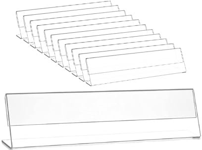 12 Stück Namensschilder Halter, Tischnamensschild 20x5 cm, Acryl-Tischständer, Tischnamensschilder, Vertikale Tischaufsteller für Namensschild und Informationsschild