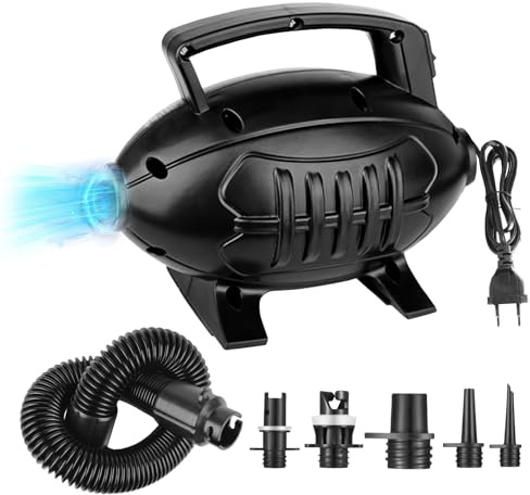 Pompa ad aria elettrica, 600 W, pompa ad aria elettrica, pompa elettrica con 5 ugelli, pompa ad aria ricaricabile, materasso ad aria, pompa ad aria portatile, pompa di gonfiaggio per anello di nuoto,