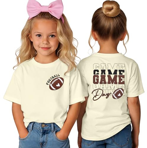 Toddler Football Sister Shirt Baby Girl Game Day Tee Sports Fans 2-8T Beige