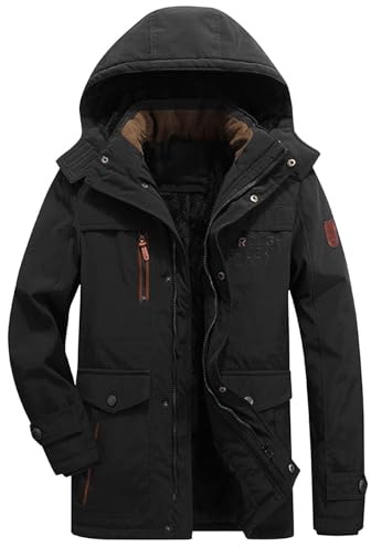 Générique Veste Homme Parka Homme Veste Polaire Doudoune Capuche Hiver Longue Chaud Jacket Blouson Moto Chaude Vetement a Duvet Plume Chauffante Manteau Long Matelassée Coupe Vent Imperméable,XL