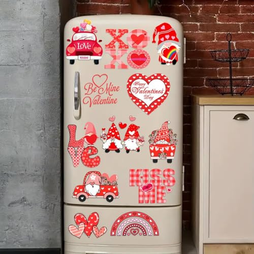 Decorative Valentine's Day Magnets with Dwarfs Holding Hearts and Roses, Construction and Strong Magnets for Home and Office Use (CT012 30 * 50CM 268 g)