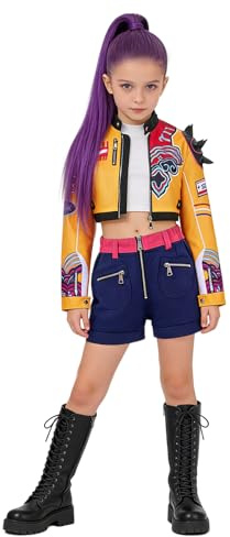 XupQisut Costume de cosplay d'anime pour fille - Chanteur pop - Idole - Uniforme de scène pour carnaval, Halloween, fête, cosplay pop star - Tenue de cosplay - Fille (jaune, 160)