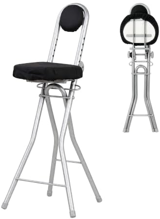 Relaxdays Tabouret Assis-Debout, réglable 58–73 cm, 100 kg, Noir/argenté | pliable, bureau et maison