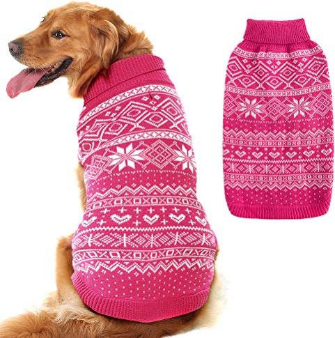 HOMIMP Dog Sweater Argyle - Warm Winter Clothes, Soft Coat for Small Medium and Large Dogs, Ugly Pet Clothing for Boy Girl Puppy