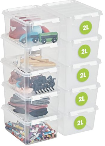 SmartStore - 10x Aufbewahrungsbox mit Deckel Classic 2L (21x17x11cm) | Stapelbare Box mit Deckel | Lebensmittelechte Kunststoffbox | Plastikbox mit Deckel & verstärkten Ecken | 10 Jahre Garantie