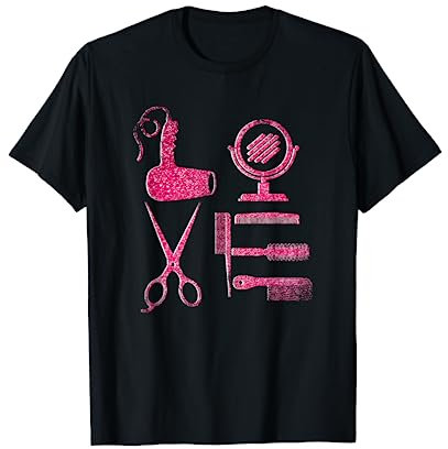 Peigne Séchoir Ciseaux Amour Cadeau Pour Barbier Coiffeur T-Shirt