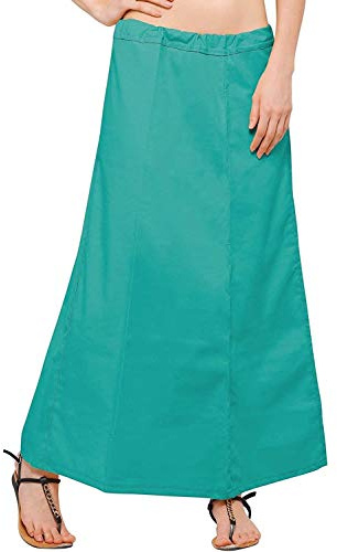 Stylesindia Women's Cotton Readymade Indian Inskirt Saree petticoats Underskirt - Free Size-Teal Green