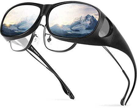 Bloomoak Occhiali polarizzati antiriflesso UV 400 per uomini e donne, adatti per guida/pesca/golf, A7-argento lente a specchio/montatura ovale/Cat3/M