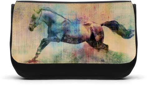 YouDesign Trousse à Crayons Imprimée Cheval équitation - Y2K - Pochette de Rangement pour Fournitures Scolaires - en Toile Robuste Deux Compartiments - France (N°2)