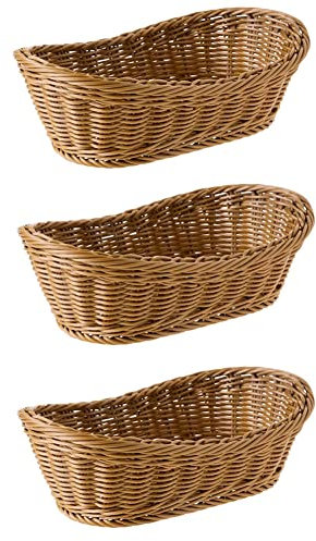 Trjgtas Lot de 3 corbeilles à ovales en osier tressé - 25,5 cm - Pour aliments, fruits, cosmétiques, table et salle de bain