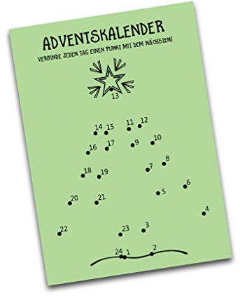Postkarte Adventskalender Weihnachtskalender Postkarte A6 (Tannenbaum Punkt-für-Punkt)