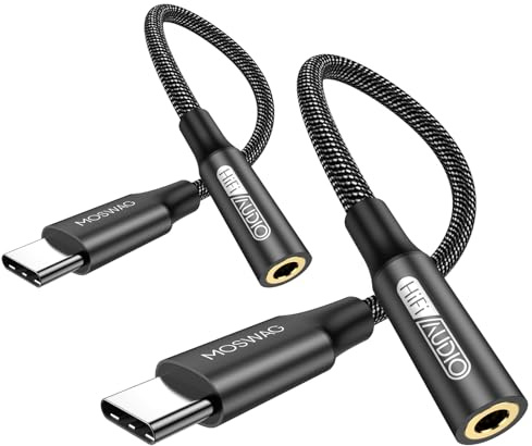 MOSWAG Adattatore jack per cuffie USB C a 3.5mm, adattatore audio USB C a cavo Dongle Aux per Samsung Galaxy Samsung Galaxy S23 S22 S21 A54 /A34/ A53/ A33/Pixel 8/7/6 Pro/iPhone 15/15 Pro Max /15 Plus