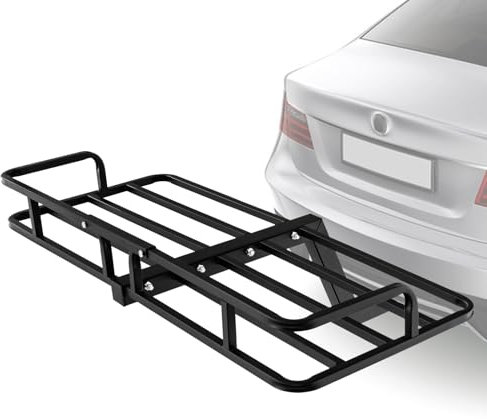 COSTWAY 120 x 50 x 14 CM Hitch Cargo Carrier, 250KG Capacity Vehicle Cargo Basket, Rust-proof Trailer Hitch Mounted Cargo Racks Fits 5 cm Receiver for Sedan SUV Pickup Off-road Vehicles