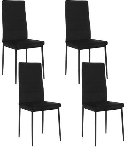 Lestarain Esszimmerstühle 4er Set, Stuhl Samt mit hoher Rückenlehne, Küchenstuhl Schminkstuhl, Polsterstuhl modern bequem, für Esszimmer Küche Wohnzimmer, mit Metallbeinen, Schwarz, LCNI133002-4