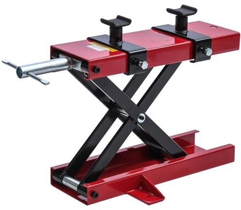 TOPWAY Motorcycle Stand Scissor Lift Jack Workshop Adjustable Workstation Motorbike Lifter 500kg Loading Capacity, 45X15cm Large Platform