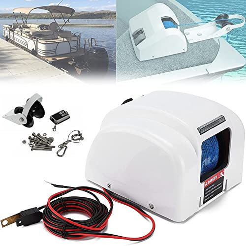 XNYXLPP Boat Electric Anchor Winch, 25LBS 12V Electric Anchor Winch Marine Anchor Winch Windlass Kit Freshwater Saltwater Anchor Winch