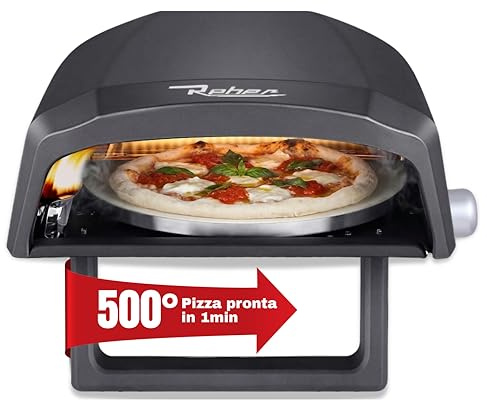 Reber - Four à pizza avec plaque rotative VMP 12 AS, alimenté au gaz GPL, 4 KW, 13650 btu, noir