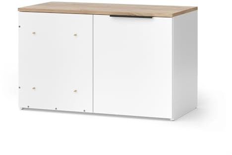 Vicco Eckkommode Wido, Regal mit Türen, Weiß/Sonoma, 80 x 50 cm mit Tür