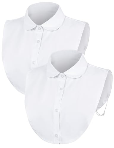 MELLIEX 2 Pcs Fake Collar Women Detachable Collar Half Shirt Blouse Collar for Sweaters, Dresses White