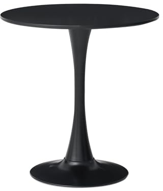 EGOONM Moderner Runder Esstisch mit Sockel, Mid-Century Freizeittisch für Küche, Esszimmer & Wohnzimmer, Desktop ist EIN Vollständiges Panel, 70 * 70 * 75cm (Schwarz)