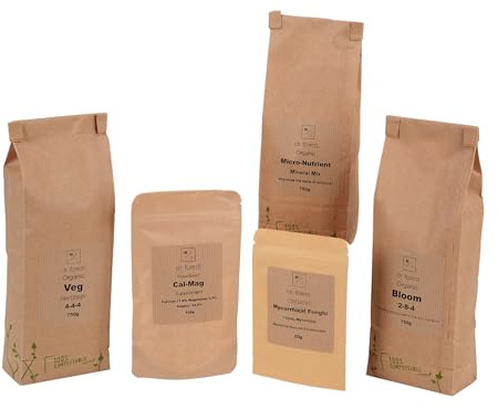 Dr Forest Veg & Bloom 2-4-8 Bundle - Organic Stage-Feeding Kit with Cal-Mag and Mycorrhizal Fungi - Vegetative Growth to Ripening for Tomatoes, Peppers and Flowering Plants - Medium with Mineral Mix