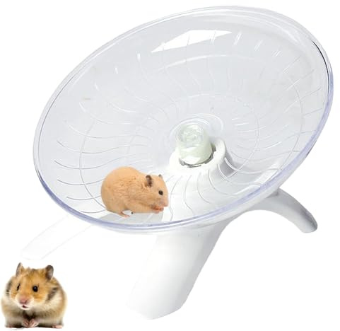 fKiZanthene Silent Hamster Wheel Large, Syrian Dwarf Hamster Exercise Wheel with Adjustable Stand, Plastic Wheel for Small Pets in Cage