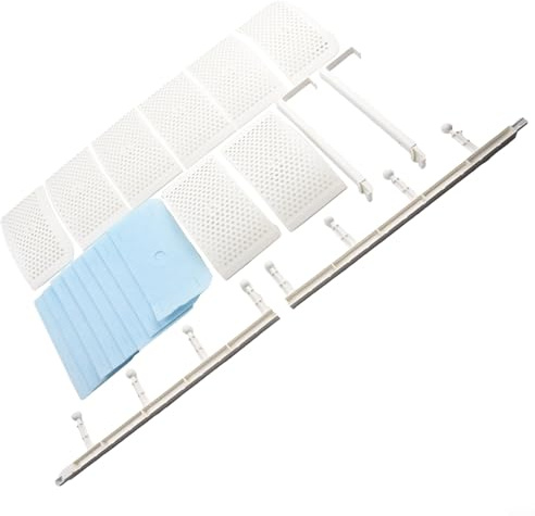 Deflector de aire acondicionado de 8 hojas, deflector de viento para montaje en pared, material ABS, color blanco, 20 x 90 cm, fácil instalación, no requiere herramientas (básico sin filtro)