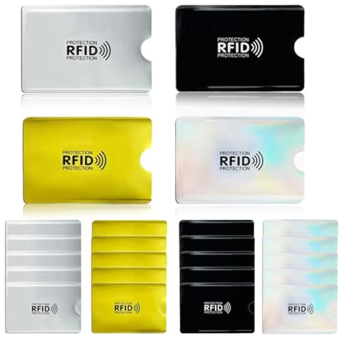 COYUN 24 Pcs Protector Tarjetas Credito, Funda Tarjeta Credito, Fundas de Bloqueo RFID, Funda para Tarjeta de Crédito Antipiratería, para Mujeres y Hombres para Bloqueo NFC/RFID(Multicolor)